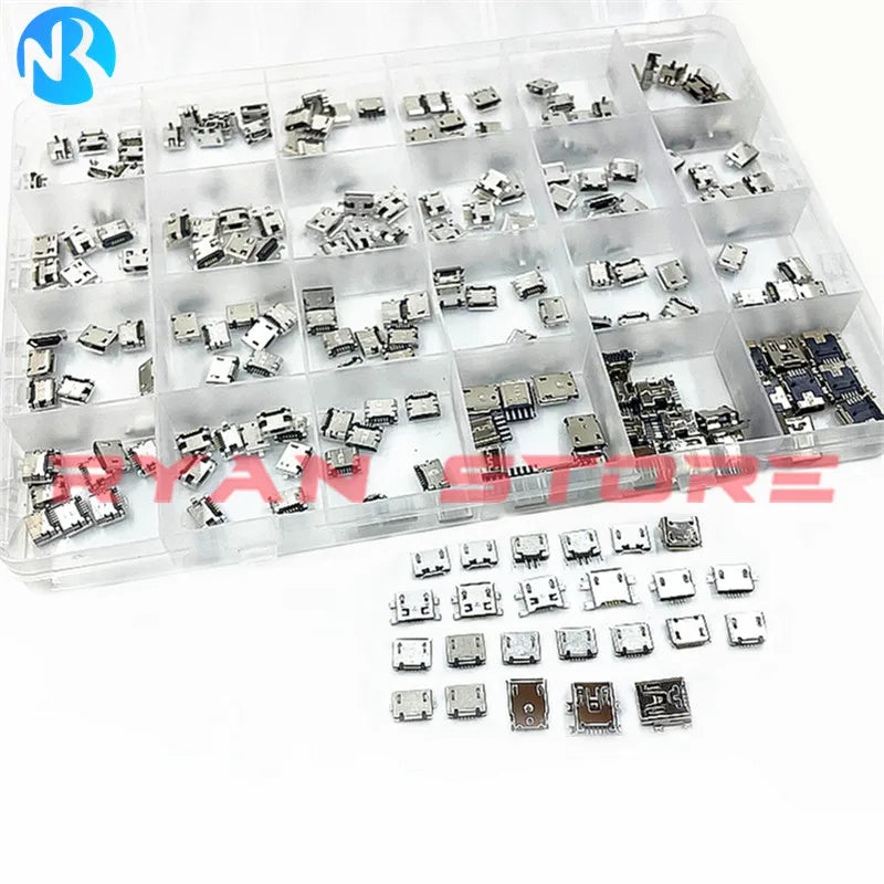 240pcs/box 24 Models Micro USB 5Pin Mini Mobile Phone Charging Accessories Connector Socket Jack For MP3/4/5