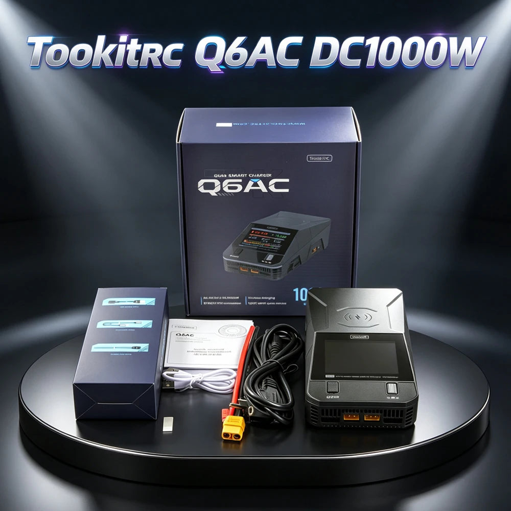 ToolkitRC Q6AC 400W/ DC 1000W 4CH Smart Balance Output Built-in 65W USB Output 15W Charger With Wireless for 1‑6S LiPo Batter
