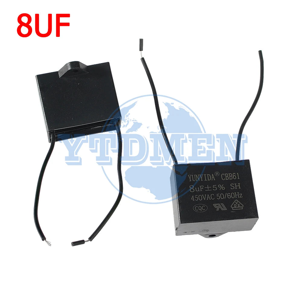 1/2/5PCS CBB61 Motor Run Capacitor 450V AC Fan Capacitors 0.8/1/1.2/1.5/1.8/2/2.5/4/5/6/8/10UF for Ceiling Fan & Air Conditioner