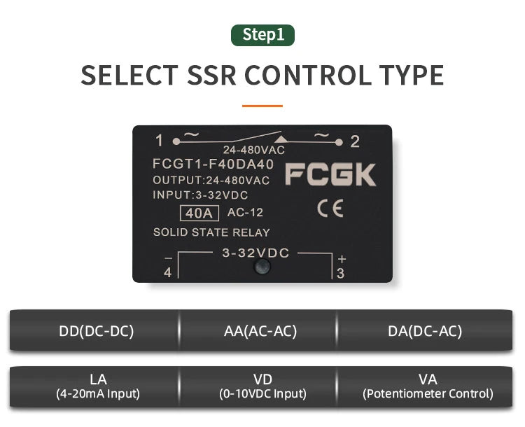 10A SSR 25A Solid State Relay 40A Output 3-32VDC 24-480VAC 220V Single Phase DC TO AC 40A Relay SSR HeatSink SSR 40DA