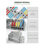 5PCS Wire Connector Multicolour Lever Push-in Electrical Cable Home Connectors LED Junction Box Universal Compact Terminal Block