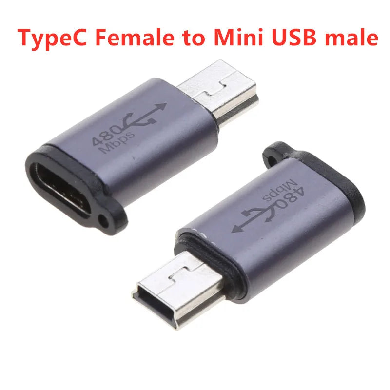 Usb Type C to Mini USB MicroUSB Adapter Micro USB to TypeC Mini USB Converter Connector Support Charge Data Sync 480Mbps 18W