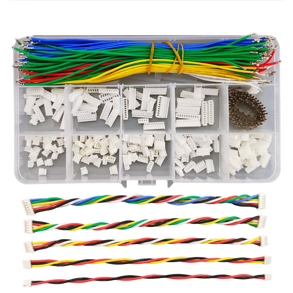 ZH 1.5MM Double JST Connectors and 28AWG Pre-Crimped Silicone Cables Kit with 2/3/4/5/6/7/8/9/10 Pin Housing Adapter Cable