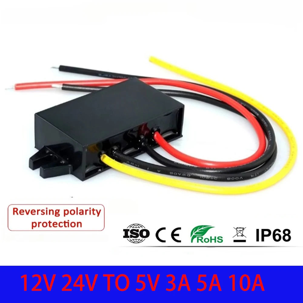 12V 24V to 5V 3A 5A 10A Step Down DC Power Converter Regulator 24 12 Volt Buck to 5 Volt Voltage Power Supply for Cars LED CE
