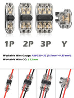 I-Type 1/2/3pin LED Wire Connector Quick Splice Cable Terminal Block for LED Strip, Audio, Car, Home Appliances Wiring AWG20-22
