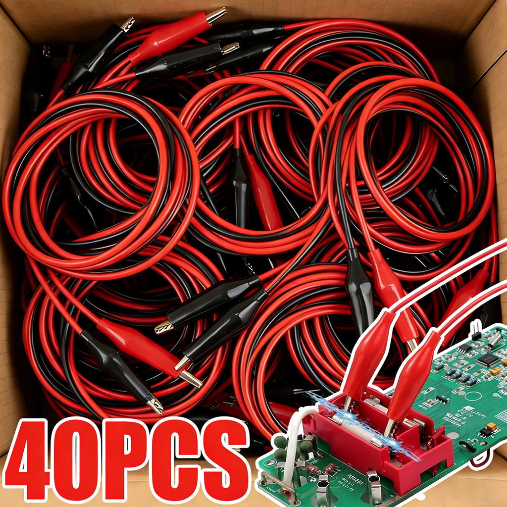 20-1Set Dual Alligator Clip Cables Connecting Cables Test Cable Lead Jumper Wire Male Female Crocodile Clip Power Supply Adapter
