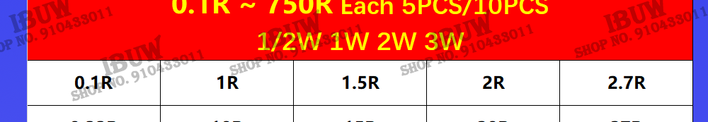 150PCS 300PCS 1/4W 1/2W 1W 2W 3W Resistance 1% Metal Film Resistor Assortment Kit Set 30Kinds Each 5/10PCS 1~750 1K~820K Ohm