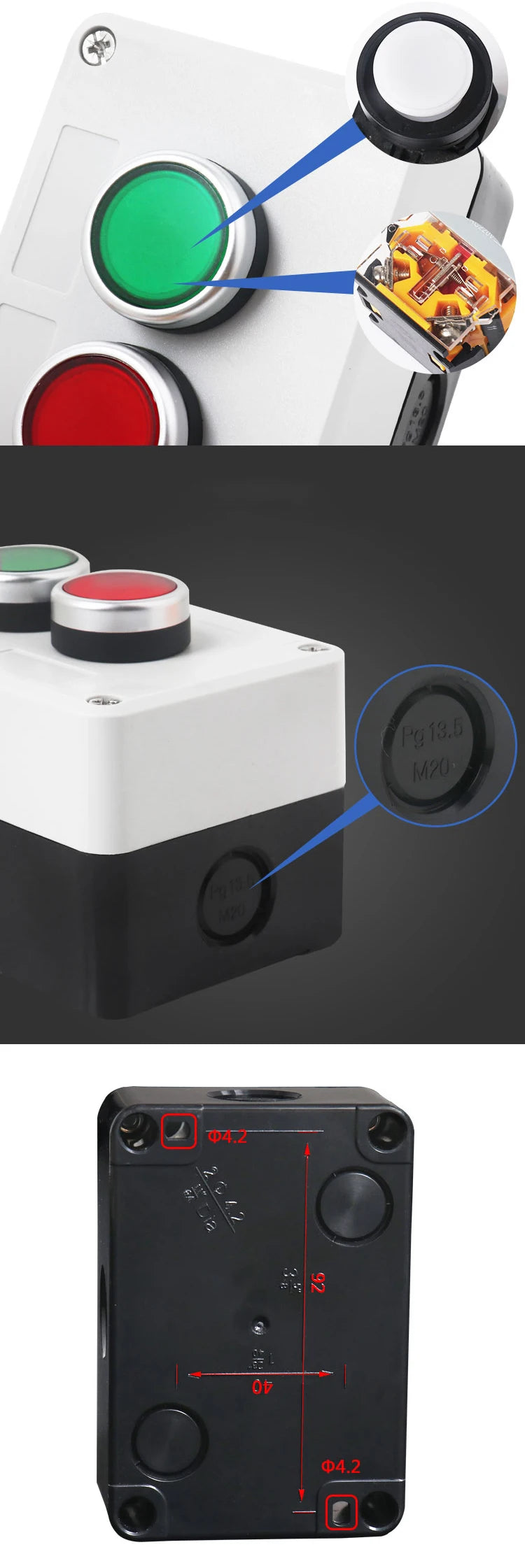 Arrow Symbol Indicating Start and Stop Self-Recovery Waterproof Button Switch Emergency Stop Industrial Hand-Held Control Box