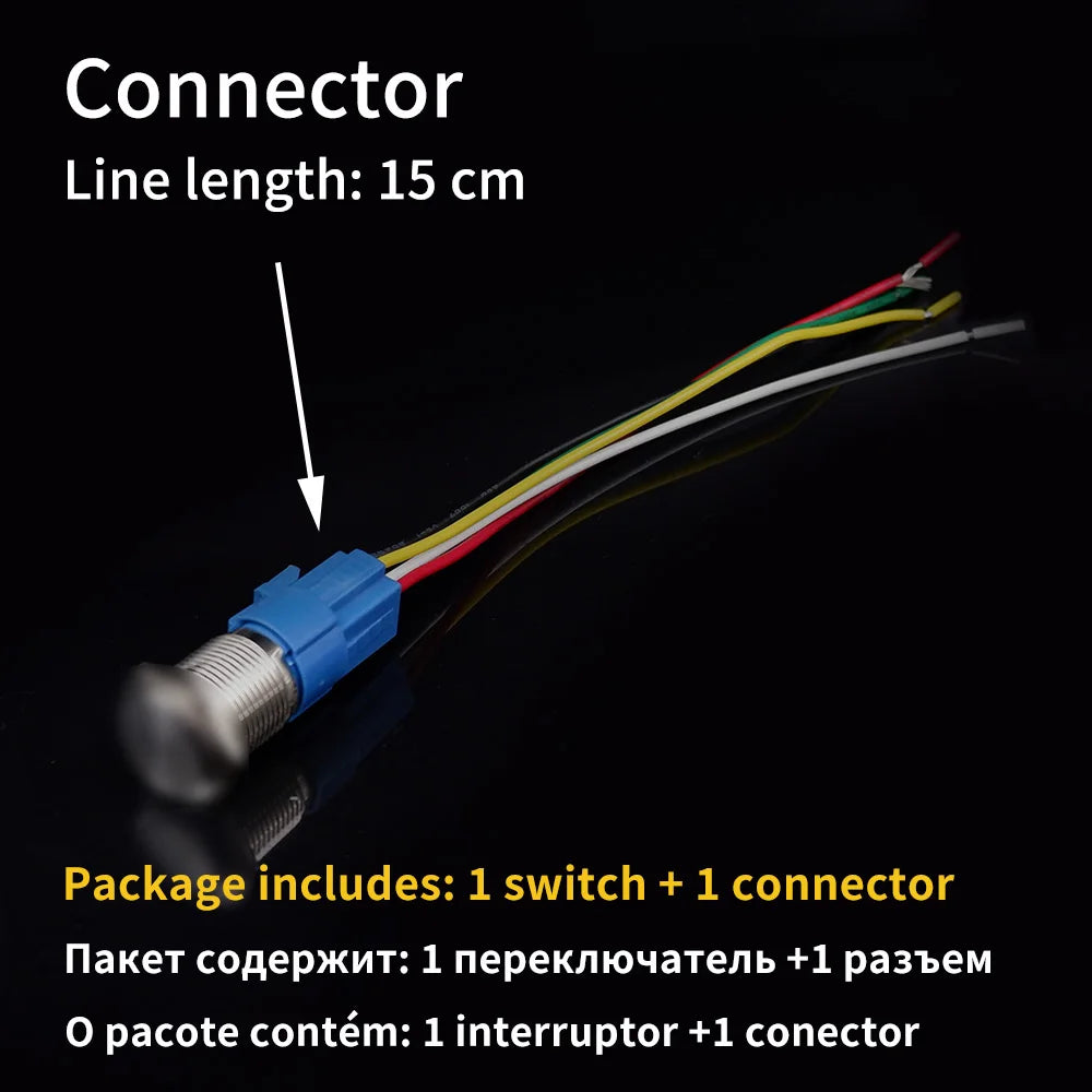 16/19/22mm Custom Metal Push Button Switch with Wire Laser Luminous Waterproof Latching Momentary 12V 220V 5V Motorcycle Switch