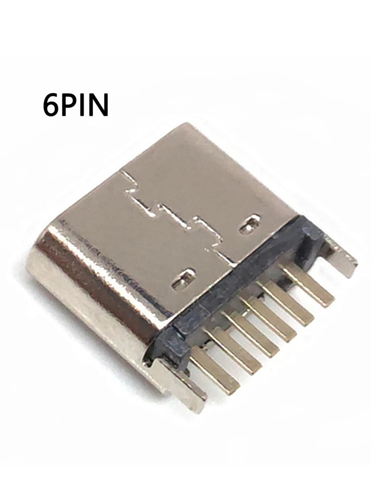 10pcs/lot 6 Pin SMT Socket Connector Micro USB Type C 3.1 Female Placement SMD DIP For PCB Design PD High Current Fast Charge