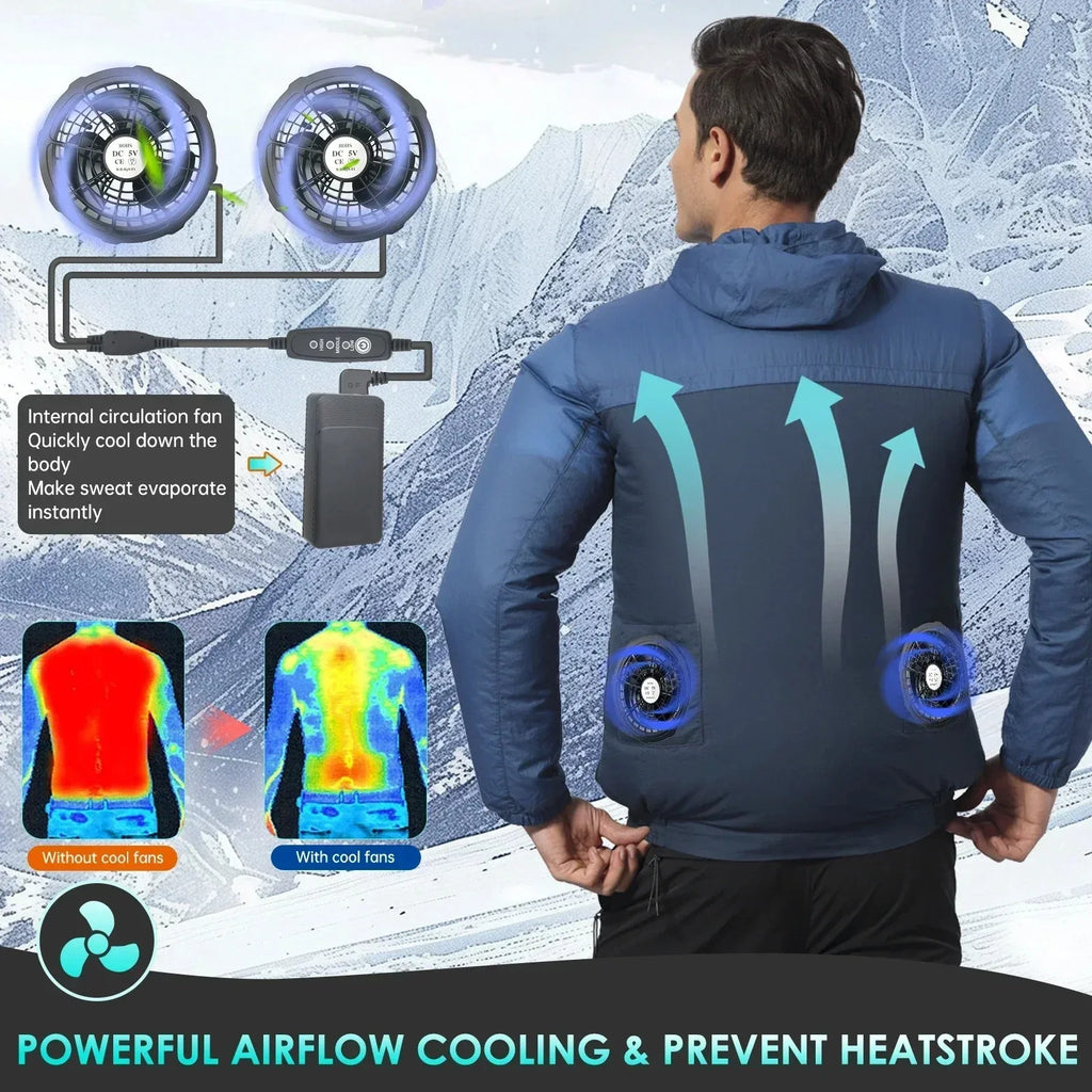 Air Conditioner Vest Cooling Fan 5V or 12V Adjustable Gear High Speed Fan For High Temperature Outdoor Work Fast Cooling DC Fan