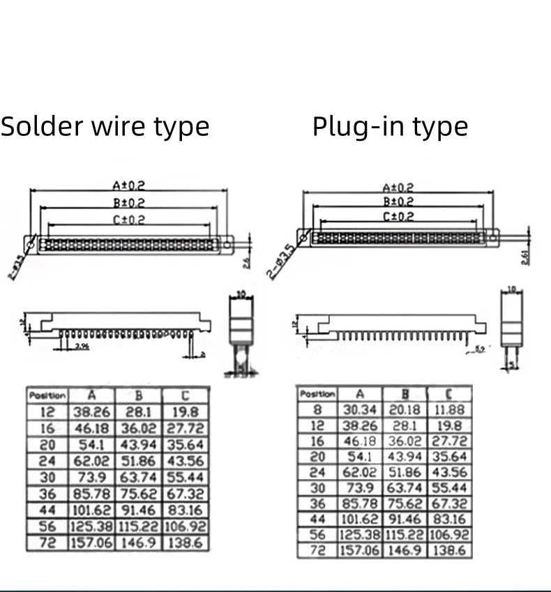 2pcs Circuit Board Socket 805 Gold Finger Bus Slot Solder Wire Plug-in Board 3.96 Gold-plated Pcb Bus Game Console