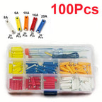 100/200 Pcs Continental Car Fuses Set European Bar Torpedo Fuse Automotive Circuits For Vintage Classic Cars 5/8/10/16/25 AMP
