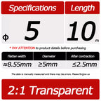 10 Meter/Lot Heat Shrink Tube 2:1 Clear Transparent Tubing Shrinkable Wrap 1mm - 60mm Cable Sleeve Wire