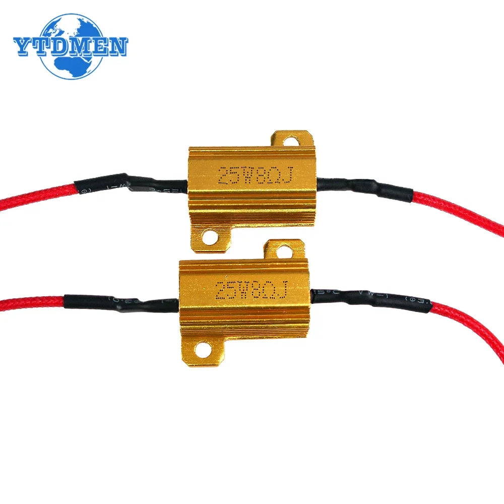 2Set Load Resistor 50W 6 Ohm 25W 8 Ohm Aluminum Shell Power Resistors 12v Wirewound Resistance, for Car Turn Signals Light LED