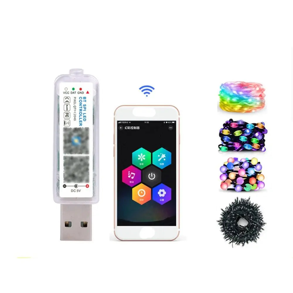 Addressable Led Music Controller Comes with MIC pickup Adjust Brightness RGB Light Controler 5V Mini Bluetooth APP Controller