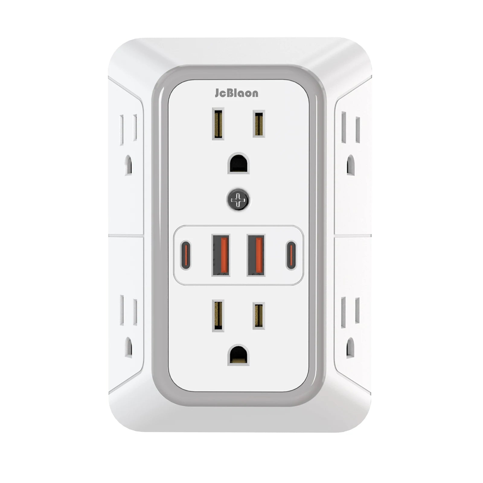 6 Outlet Wall Tap, 4 USB Ports (2 USB C) Fast Charging Surge Protector, Universal Plug Power Strip with Network Filter for Home
