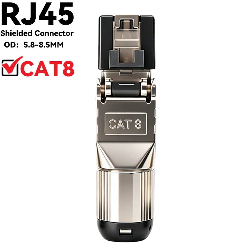 Tool-Free Cat8 Cat7 Cat6A RJ45 Connector Toolless Shielded Reusable Termination Plugs Shielded Ethernet for Ethernet Cable