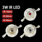 IR LED 3W 730nm 740nm 850nm 940nm 1050nm 3Watt Chip Diode Infrared Red Beads Radiation Bulb Laser Flashlight Night Vision Camera