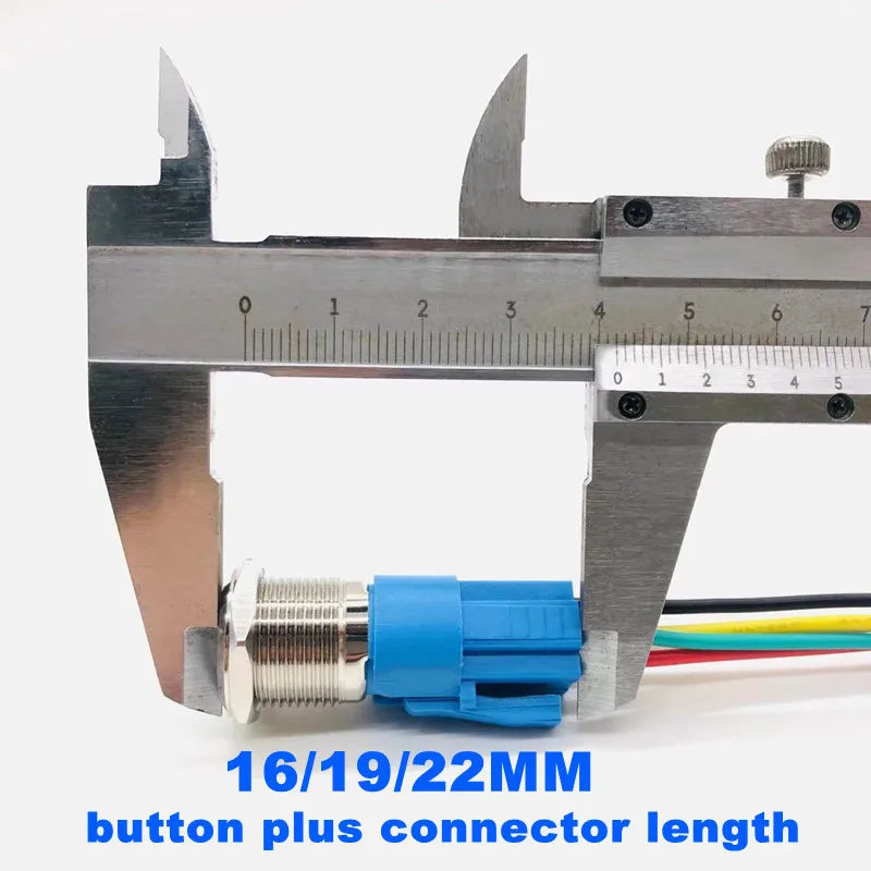 12 16 19 22mm waterproof metal button switch with connector LED lamp instant lock automotive engine power switch 6V 12V 24V 220V
