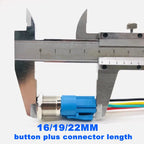 12 16 19 22mm waterproof metal button switch with connector LED lamp instant lock automotive engine power switch 6V 12V 24V 220V