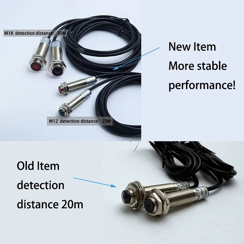 IP65 Waterproof Laser Photoelectric Switch M18 Laser Beam Sensor Detector 30m Distance NPN PNP Photoelectric Proximity Switch