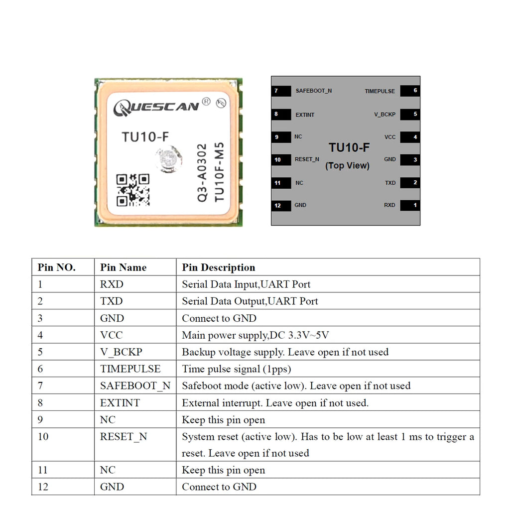 QUESCAN Ublox M10 M9 10Hz GPS Module GNSS Galileo BeiDou GLONASS QZSS SBAS ESP32 Arduino STM32 NMEA GPS Receiver ublox10 ublox9