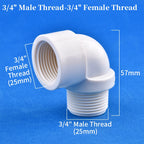 1/2" 3/4" 1" White PVC 90° Elbow Connector Female-Male Thread Garden Irrigation Supply Pipe Joint Aquarium Fish Tank DIY Tools