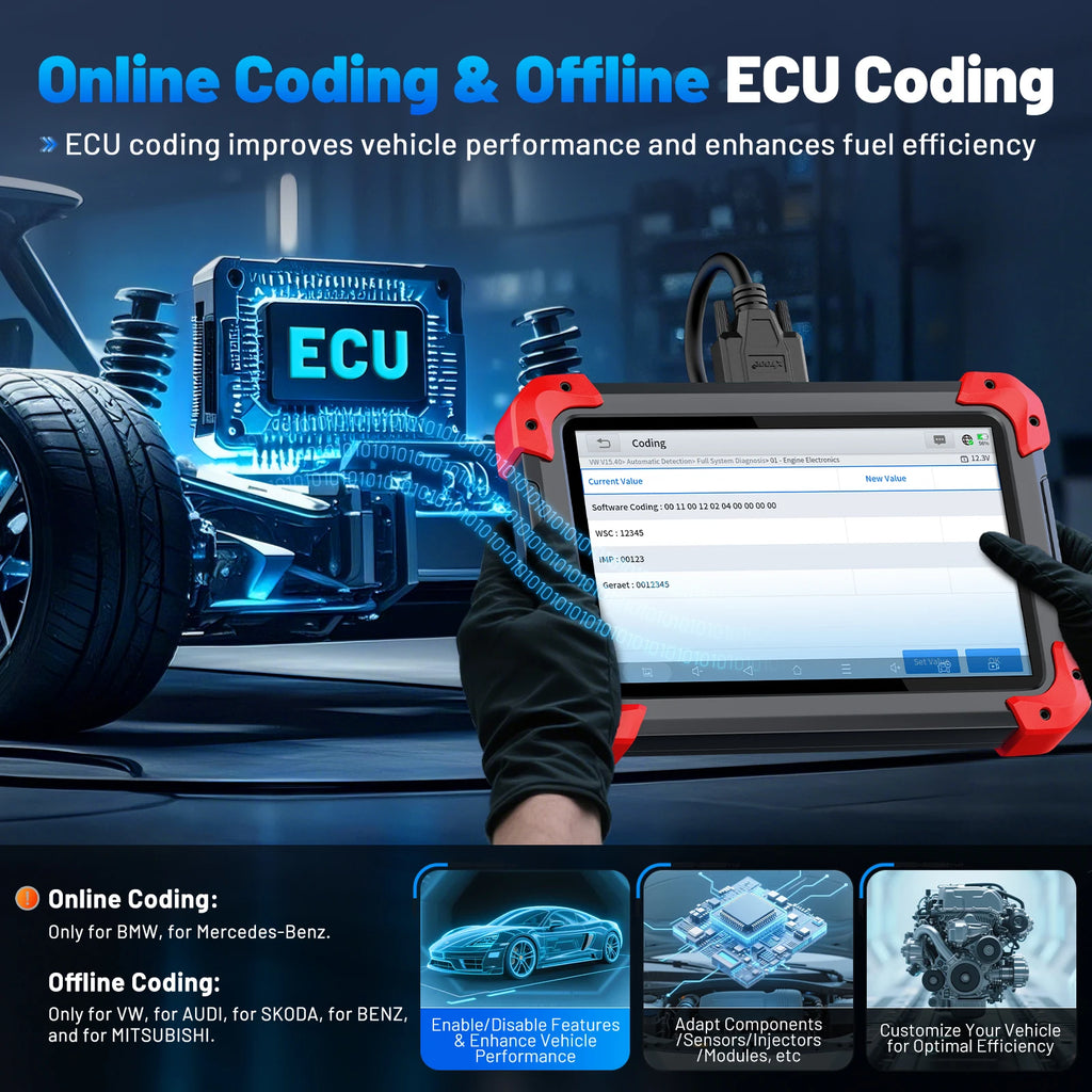 XTOOL D7 V2.0 Automotive Diagnostic Tool All System Scan Tools ECU Coding Bidirectional OBD2 Scanner 36+ Service FCA CAN FD DOIP
