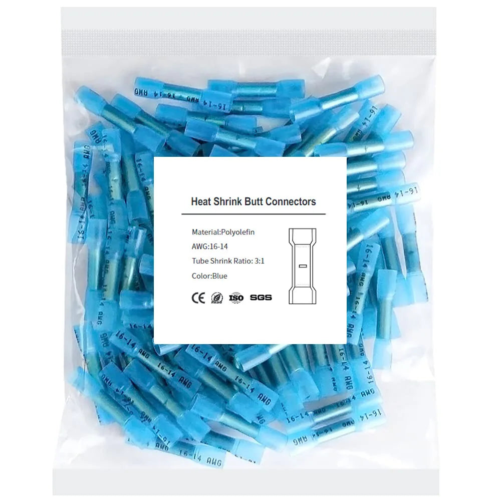 20/50/100/200PCS AWG 24-10 0.3-6.0mm2 Waterproof Insulated Automobile Wire Cable Crimp Terminals Heat ShrinkButt Wire Connectors