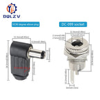 5.5*2.5mm DC Power Supply Male Plug Connector 5.5x2.1mm Female Metal Panel Mount Socket Jack DC Connectors Terminal Adapter