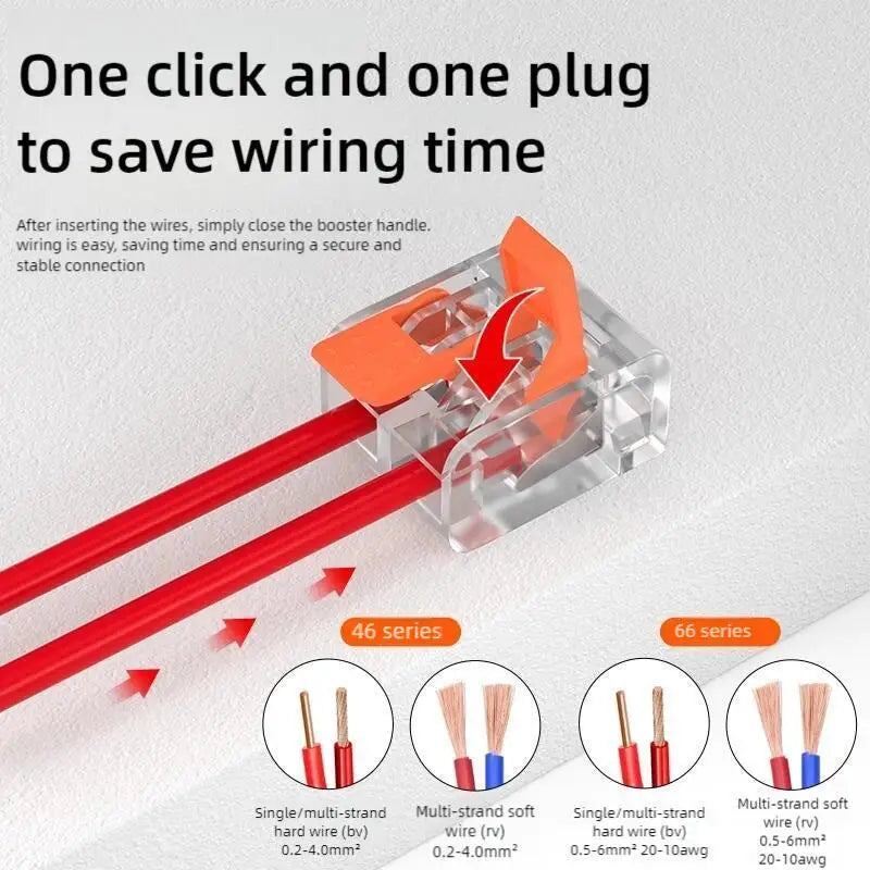 Wire Connector Electrical Lever Strip Connectors Cage Spring Universal Compact Quick Wiring Conductors Push-in Terminal Blocks