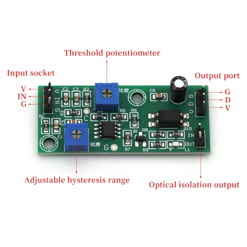 Voltage Comparator Stabilizer 5-24V Hysteresis Signal Optocoupler Isolated Output 3-5MA LM2903 Chip For Industrial Field Signal