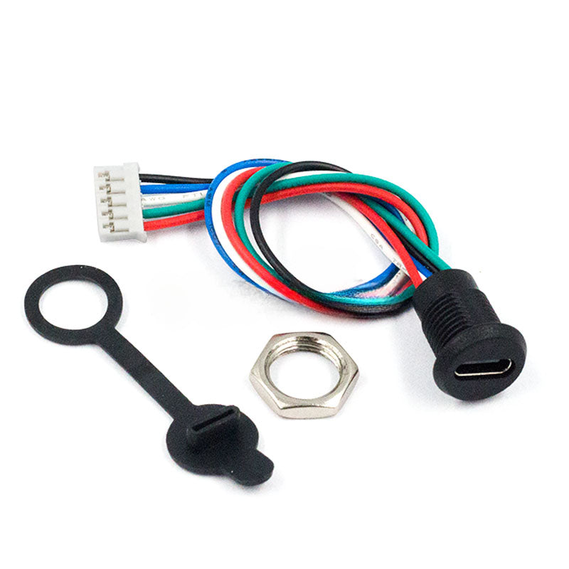 5PCS 2Pin - 6Pin USB-C Connector Type-C Waterproof with PH 2.0 Nut Locking Panel Mounting TPC Waterproof Fast Charging Jack Por