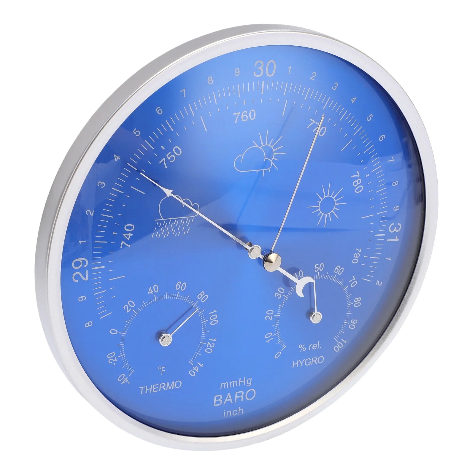 Thermometer Barometer Hygrometer 3 in 1 All Season Wall Hanging Indoor Outdoor Accurate Weather Instrument Blue 180mm