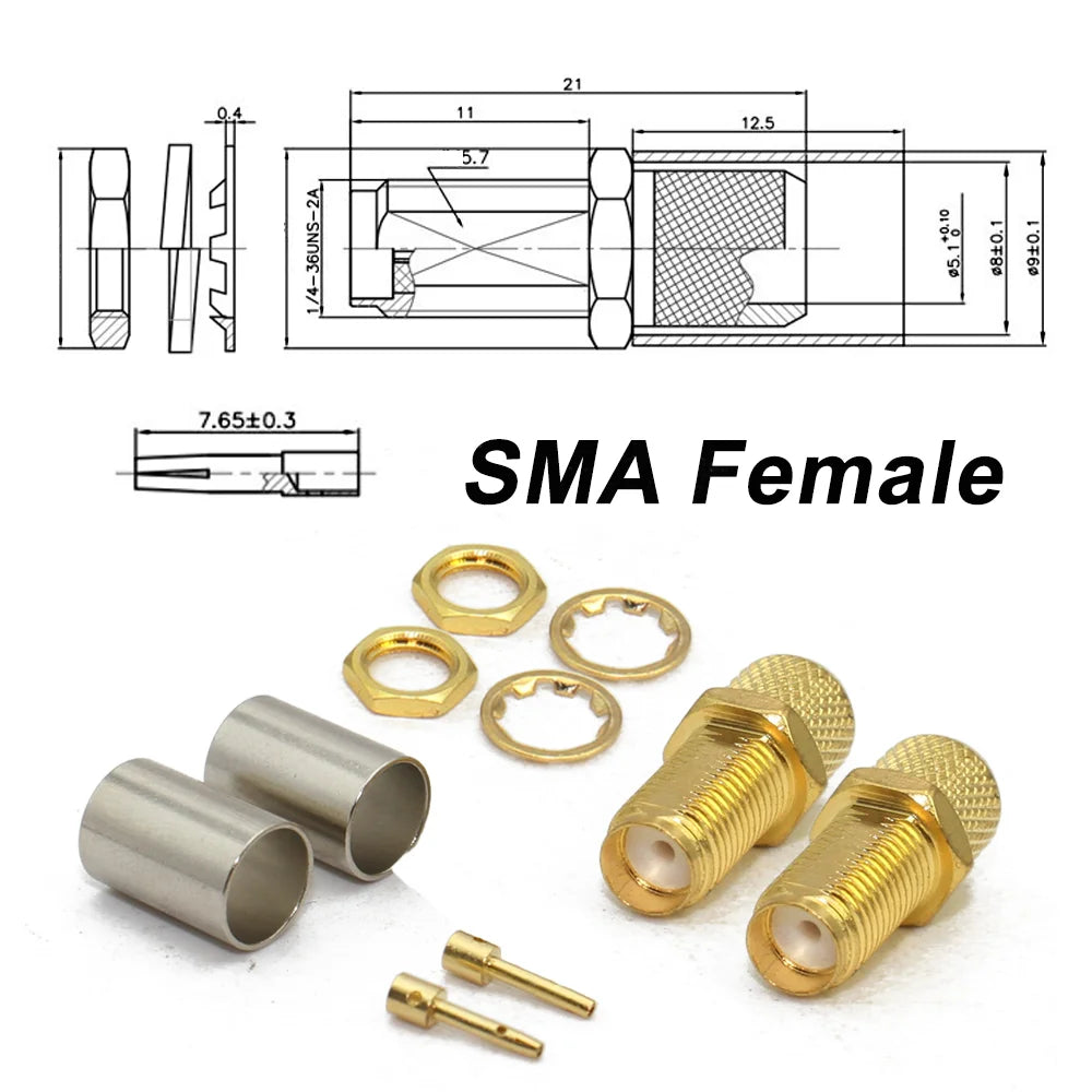 SMA RPSMA Male Plug Female Jack Crimp RF Coaxial Connector Bulkhead RP SMA 5D-FB 50-5 RG5 RG6 LMR300 Cable Wire Terminals 50ohm