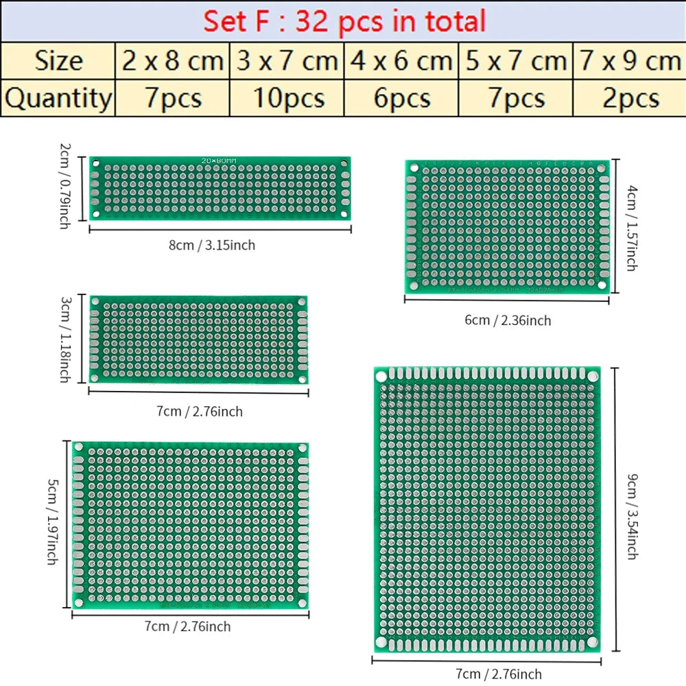 Universal PCB Circuit Protoboard Double Sided Breadboard 2x8 3x7 4x6 5x7 7x9CM Stripboard Prototyping Board DIY Electronic Kit