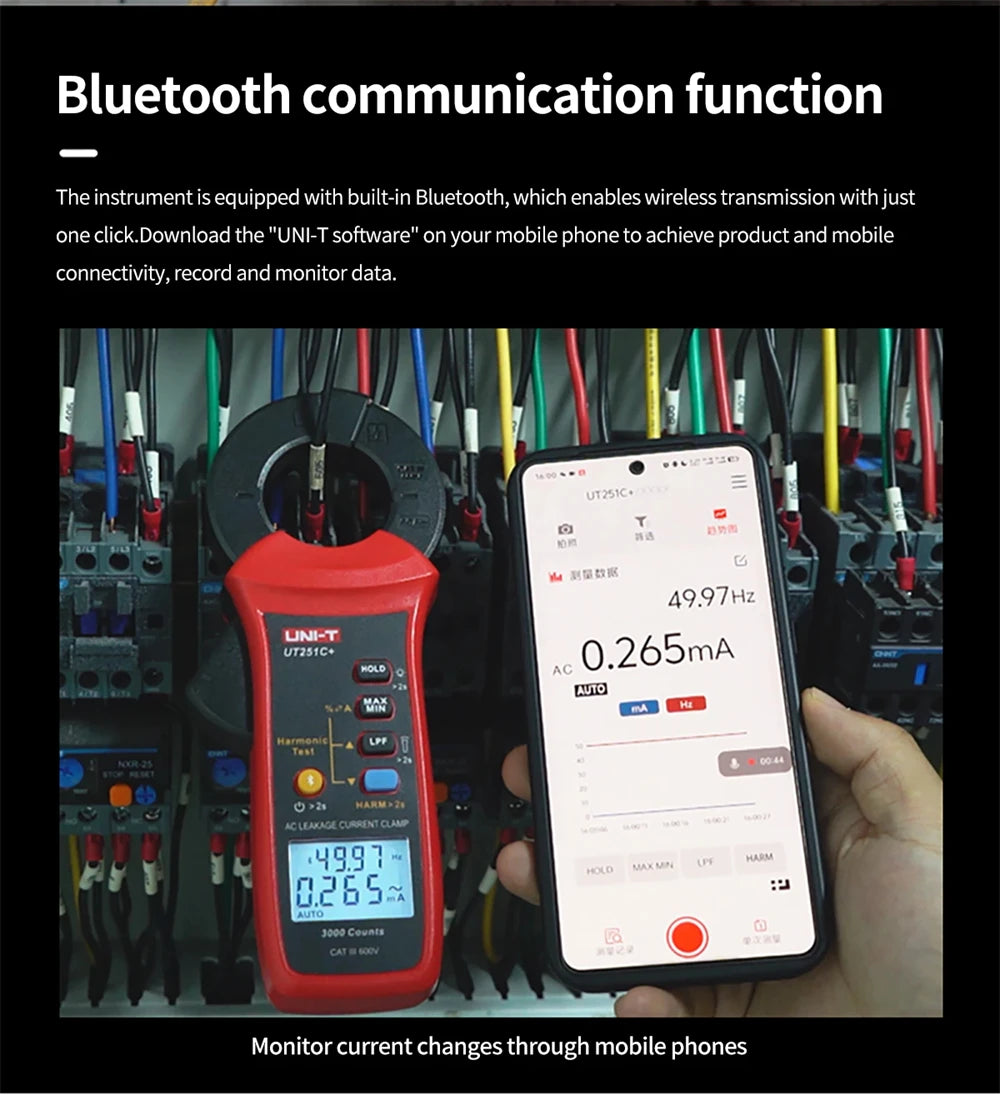UNI-T UT251A UT251B+ UT251+ UT251C PLUS Current Leakage Clamp Meter Pliers Ammeter Professional AC Current Leak Tester