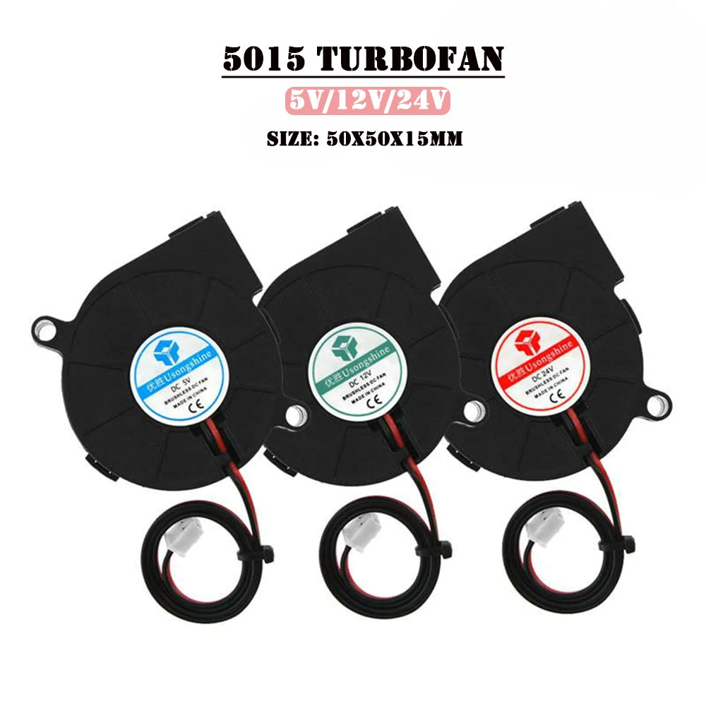 1 Pcs 4020/5015 Blower Turbo Cooling Fan Brushless DC 5V&12V&24V 3D Printer With 2Pin Dupont Wire Cooler 30cm Wire for J-head