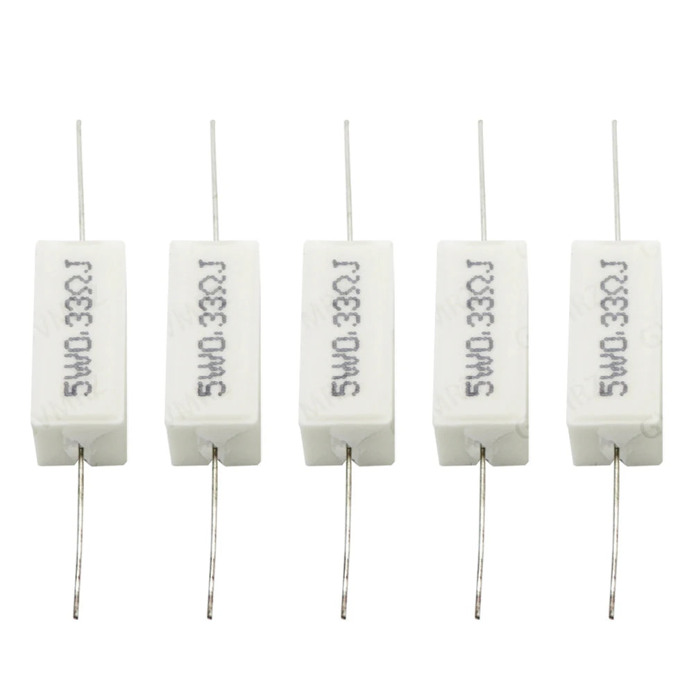 10PCS Cement Wirewound Resistor 5W 10W Non-Inductive BPR56 Series 0.01R–10K  10W 2R 10W 100R 5W 0.25R