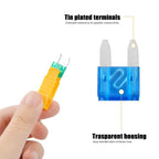 120 Pcs 2A 3A 5A 7.5A 10A 15A 20A 25A 30A 35A Mini Blade Fuse with Fuse Puller and Clear Storage Box for SUV Truck Boat
