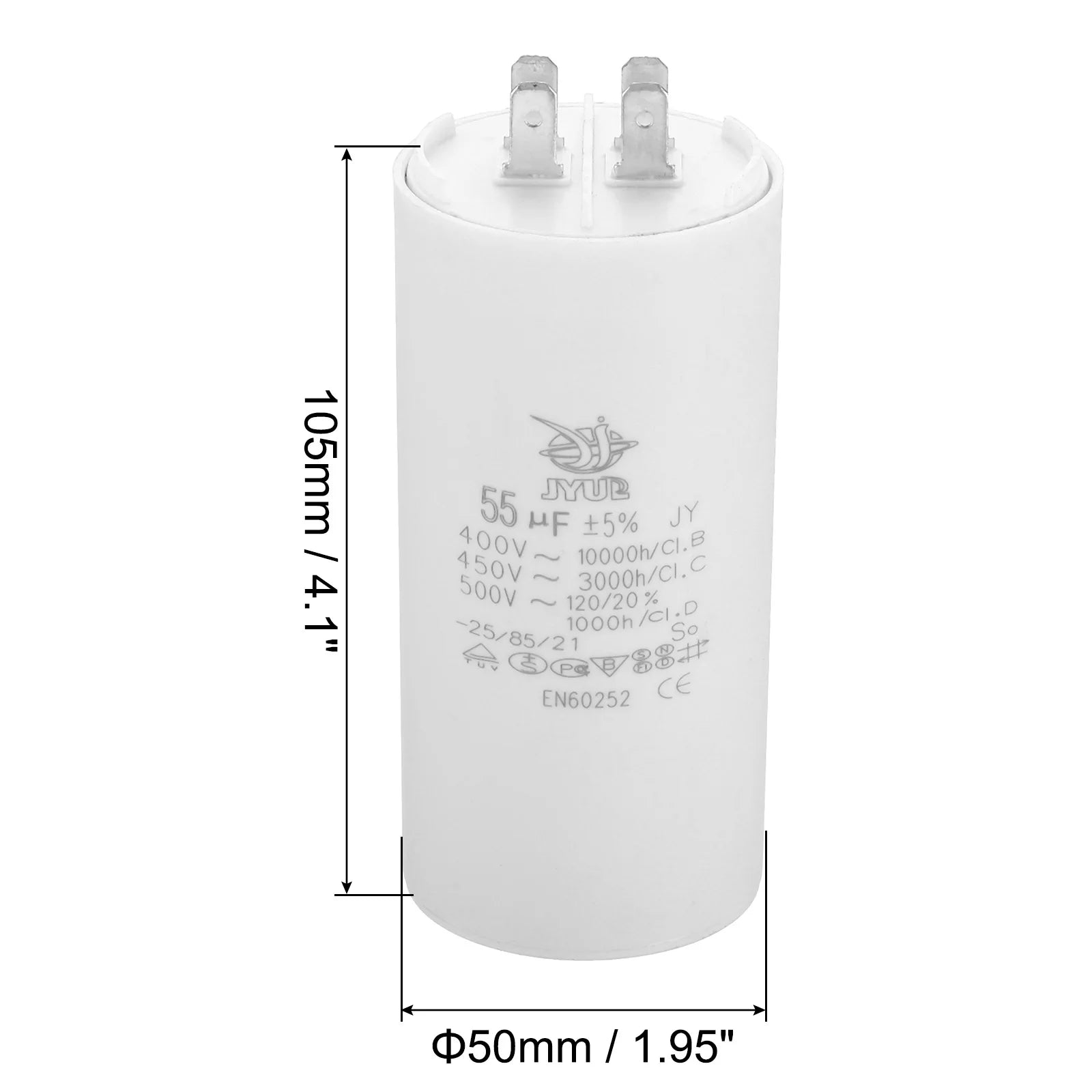 CBB60 8uf-100uf Running Capacitor AC 450V 4 Pins 50/60Hz Double Insert Cylinder Bottom for Air Conditioning Water Pump Fan Motor