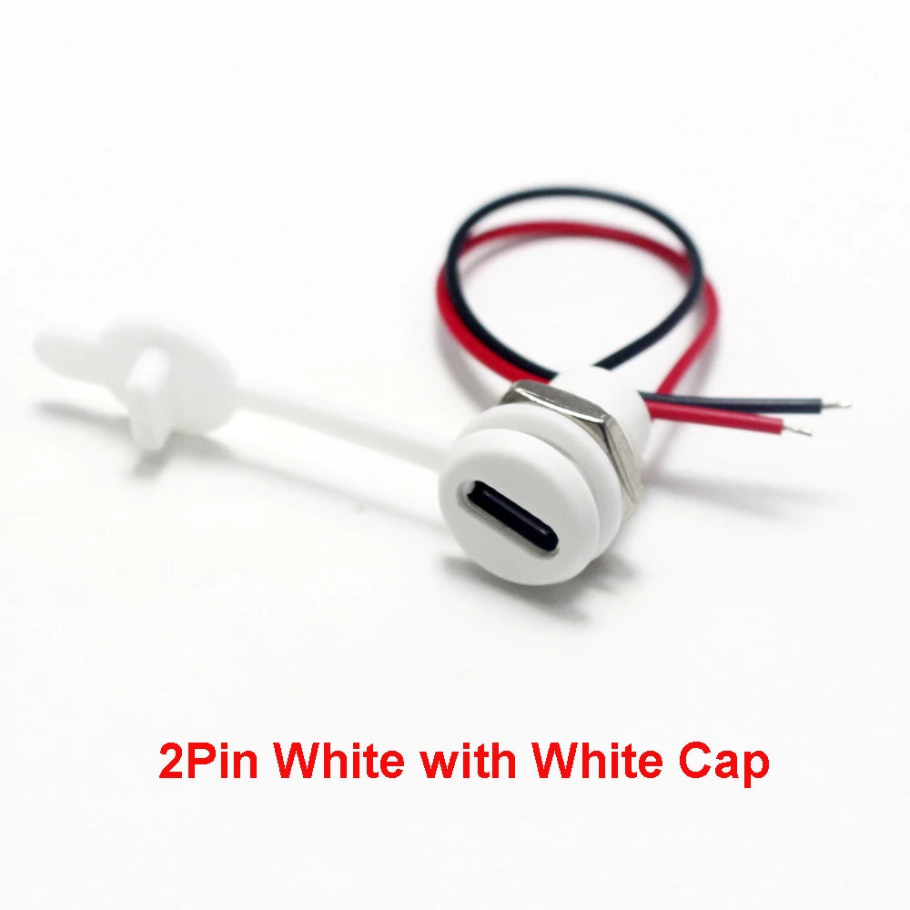 1PCS 2/4/5Pin USB-C Connector Type-C Waterproof with PH 2.0 Nut Locking Panel Mounting TPC Waterproof Fast Charging Jack Port