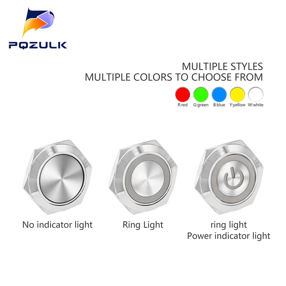 Ultra Short Push Button Switch Waterproof 16/19/22mm 12V 24V led light Momentary Self-reset Wiring Buttons without fixation
