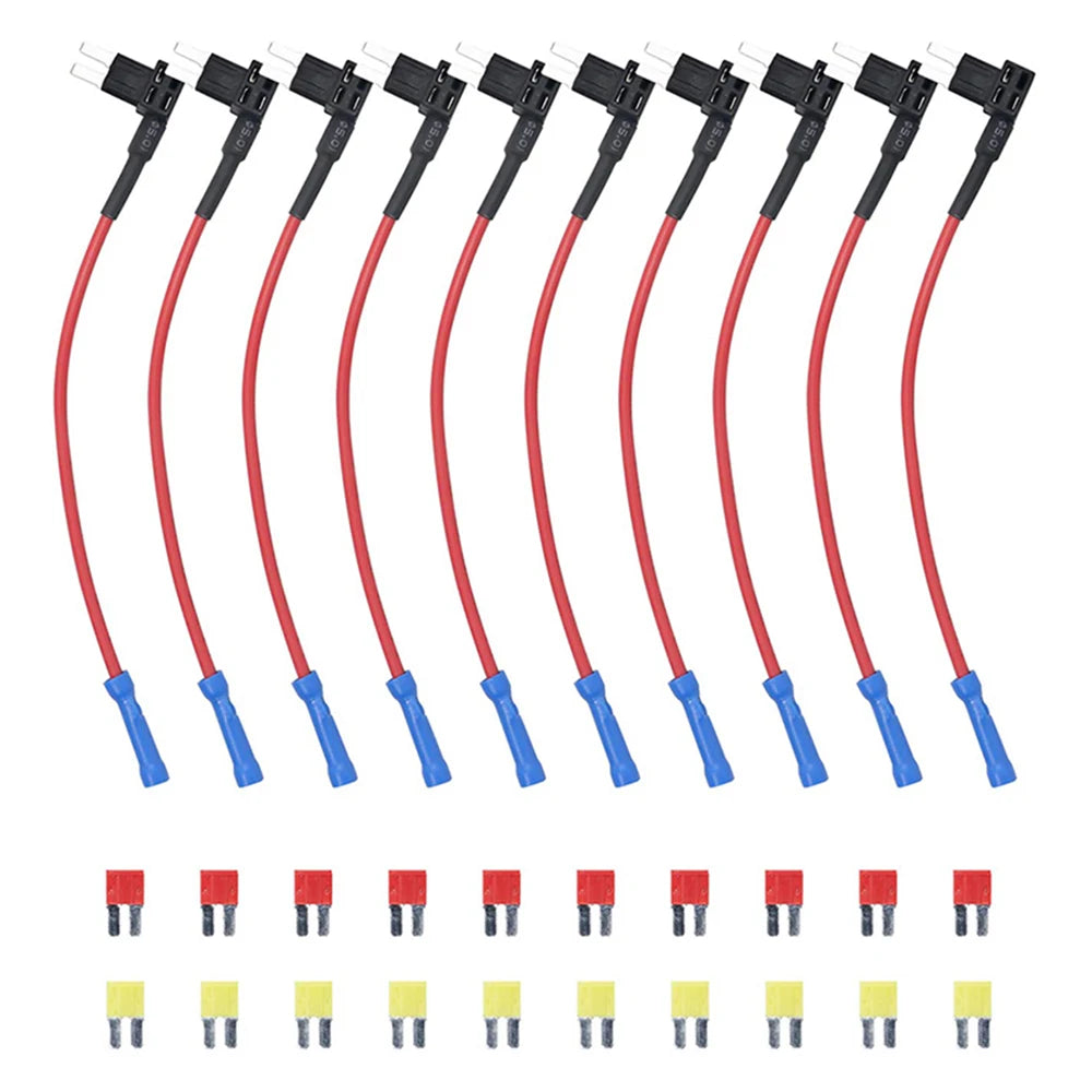 FT4-10 10 Pack 12V Car Add-a-Circuit Fuse Tap Adapter ACZ Blade Fuse/Micro 2 Fuse with 10pcs 10A and 20A Fuses