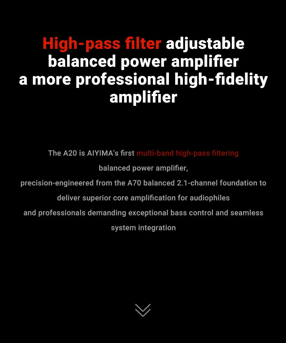 AIYIMA A20 PFFB Stereo Power Amplifier TPA3255 HiFi 2.0 Audio Amp 300Wx2 with XLR/RCA Fully Balanced Input HPF High Pass Filter