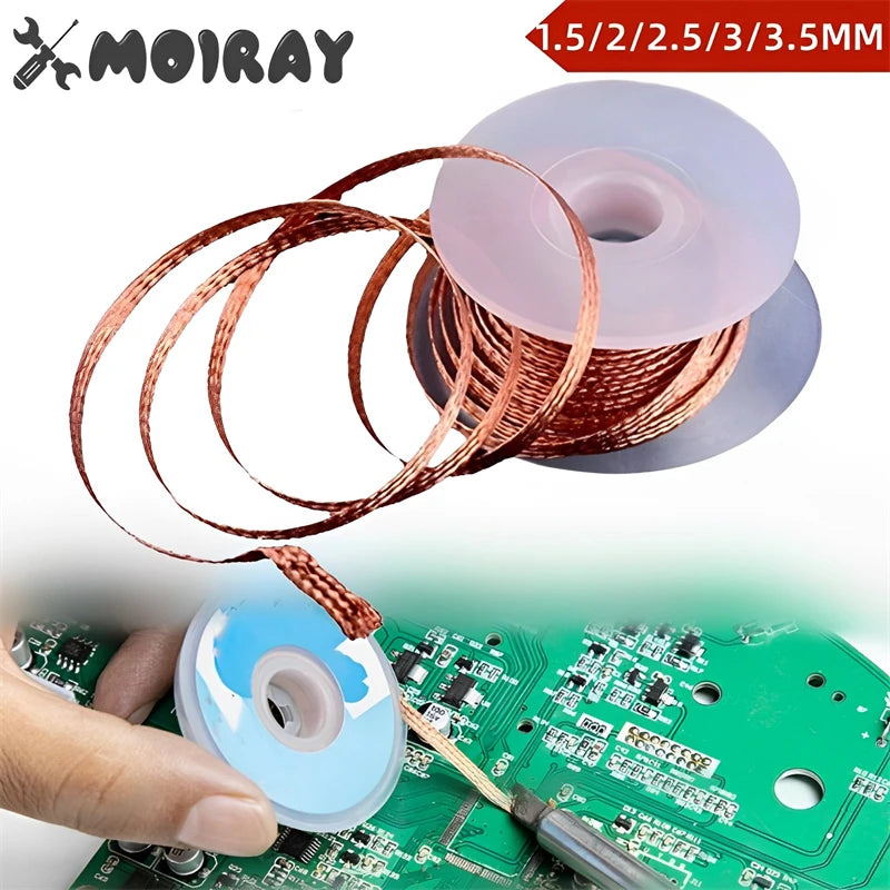1.5/2/2.5/3/3.5mm 1.5M 3M Desoldering Braid Solder Remover Wick Wire Welding Tin Sucker Cable Lead Cord Flux Repair Tool AN