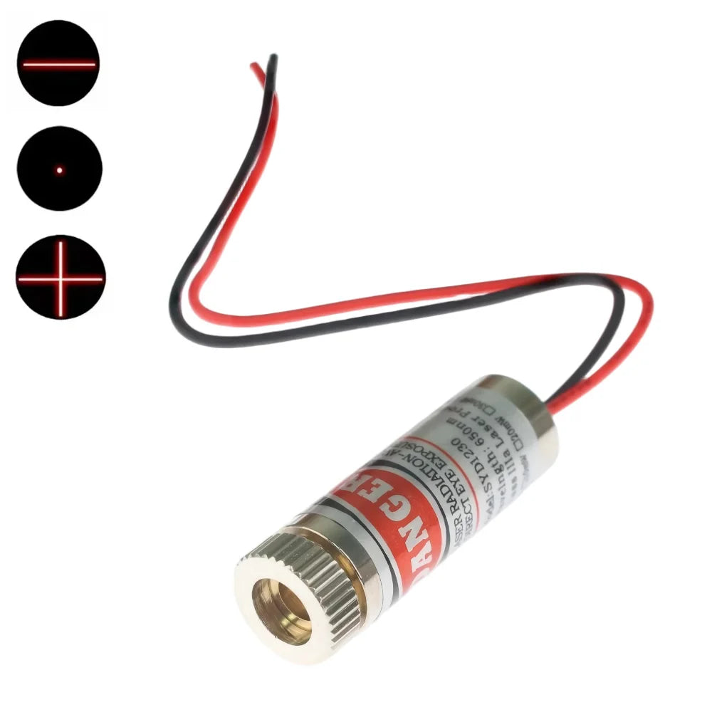 Laser Diode 650nm 5mW Red Point / Line / Cross Laser Module Head Glass Lens Focusable Industrial Class