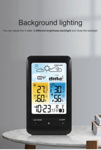 Wireless Table Weather Station Color LCD Digital Temperature Humidity Monitor Moon Phase Barometer Forecast Sensor Alarm Clock