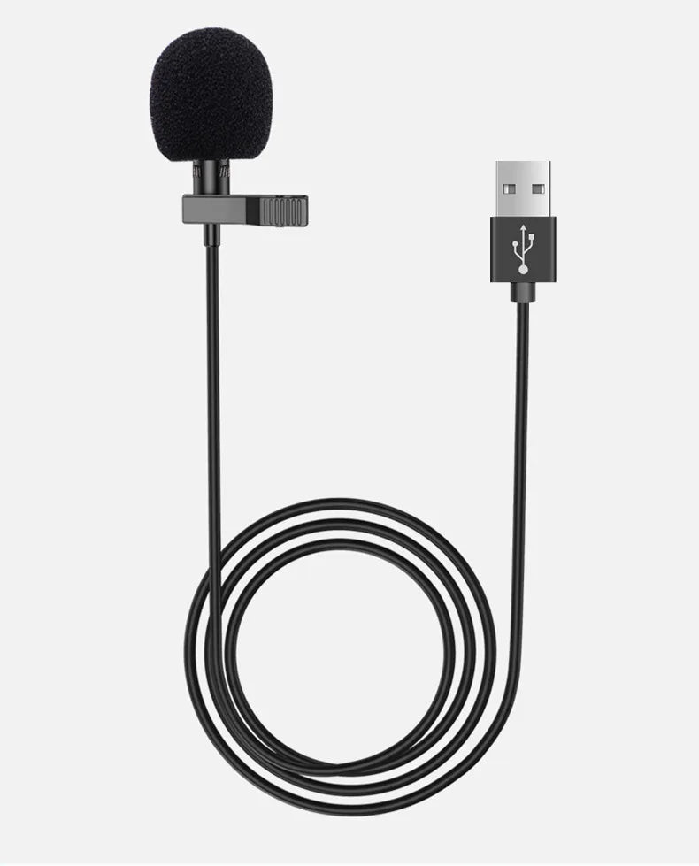 Clearance_MC01 Portable 1.5m Wired Mini Microphone Type C For Phone PC Laptop Metal Clip-on Lavalier USB mic 3.5mm Condenser Mic